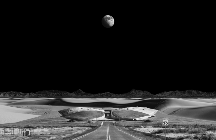 Michael Najjar, spaceport, 2012, Hybrid photography, archival pigment print on diasec, custom made aluminum frame