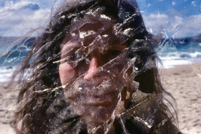 The Family Acid, Mom, Double exposed with ocean rocks on Garrapata Beach, Big Sur, CA, June 10, 1978