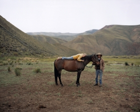 Laura McPhee<br /> <em>Mattie, Bob and Bo, Road Creek, Custer County, Idaho, </em>2005<br /> Digital chromogenic print<br /> 30 x 40" &nbsp; &nbsp;Edition of 5<br /> 50 x 60" &nbsp; &nbsp;Edition of 5<br /> 72 x 96" &nbsp; &nbsp;Edition of 5